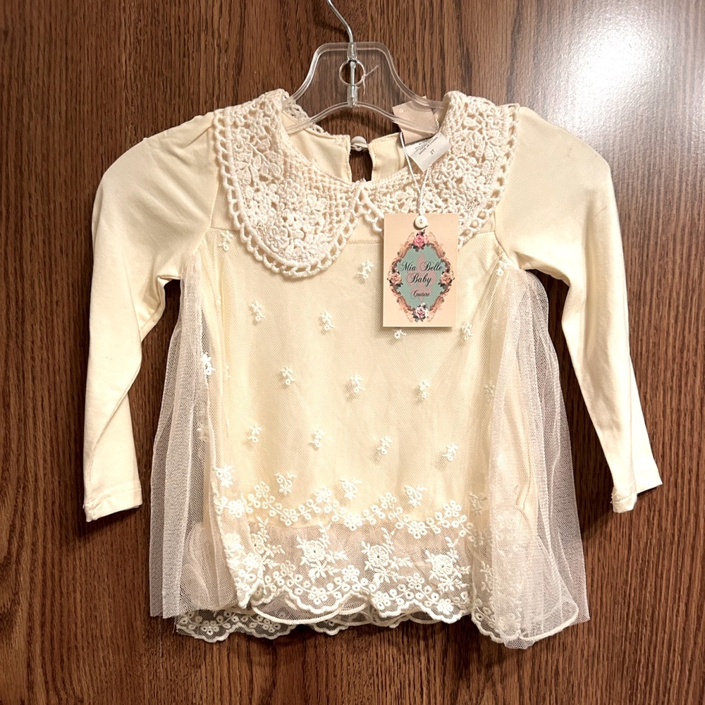 Mia Belle Baby - bib collar top - size 2t